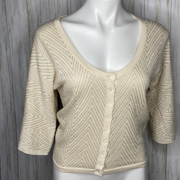 Classiques Entier Sweaters - 🍋 Classiques Entier Cream and Gold Cardigan Small